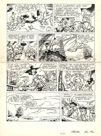Black and white original page, Les Mousquetaires, Le Vaisseau des brumes (T.2),  Mazel