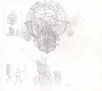 Black and white illustration, Steampunk, Didier Graffet