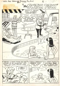 Black and white original page, Betty & Veronica Friends Forever, Summer Fun, Dan De Carlo