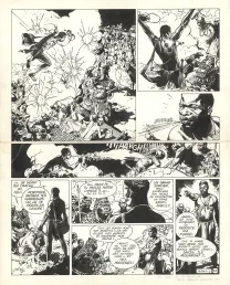 Black and white original page, Barbe-Rouge, Trafiquants de bois d'ébène (T.22), Patrice Pellerin