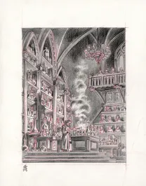 Black and white illustration, Frankenstein, Stan Manoukian