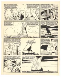Planche noir et blanc, Barbe-Rouge, Défi au Roy (T.4), Victor Hubinon