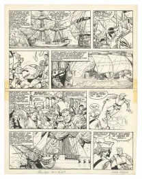 Black and white original page, Barbe-Rouge, L'Île de l'homme mort (T.7), Victor Hubinon