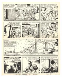 Planche noir et blanc, Barbe-Rouge, L'Île de l'homme mort (T.7), Victor Hubinon