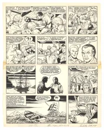 Planche noir et blanc, Barbe-Rouge, L'Île de l'homme mort (T.7), Victor Hubinon