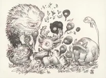 Black and white illustration, Meelo's Big Adventure, Stan Manoukian