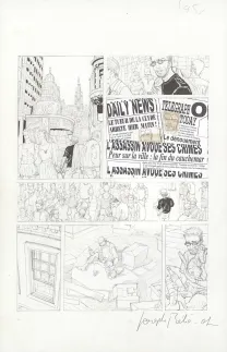 Black and white original page, Menaces de mort, Joseph Béhé (Griesmar)