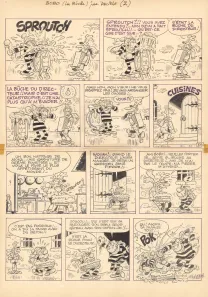 Black and white original page, Bobo, Paul Deliège