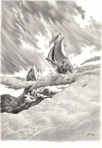 Black and white illustration,  Riff Reb's