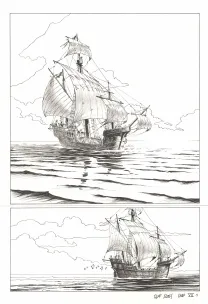 Planche noir et blanc, Kernok le pirate,  Riff Reb's