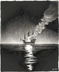 Black and white illustration, Kernok le pirate,  Riff Reb's
