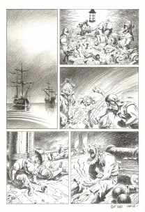 Planche noir et blanc, Kernok le pirate,  Riff Reb's