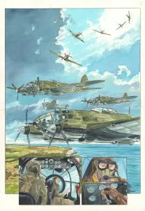 Colored original page, Ciel d'orages, London burning (T.1),  Warnauts et Raives
