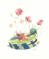 Illustration couleur, À la découverte des humains, Quentin Gréban