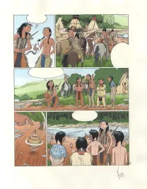 Colored original page, Popotka le petit sioux, La leçon d'Iktomi (T.1), Fred Simon