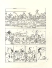Planche noir et blanc, Popotka le petit sioux, Les Jambières Magiques (T.4), Fred Simon