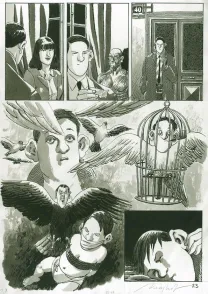 Black and white original page, Nestor Burma, Le soleil naît derrière le Louvre (T.7), Emmanuel Moynot
