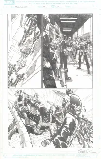 Planche noir et blanc, Avengers : the Initiative, Humberto Ramos