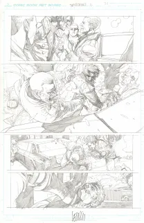 Planche noir et blanc, Super Croocks, Issue 02 (T.2), Leinil Yu