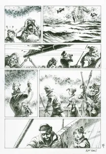 Black and white original page, Le Loup des mers,  Riff Reb's