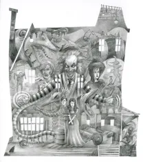Black and white illustration, Ludovic Chesnot