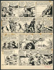 Planche noir et blanc, Tiger Joe, La Piste de l'Ivoire (T.2), Victor Hubinon