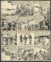 Black and white original page, Tiger Joe, La Piste de l'Ivoire (T.2), Victor Hubinon