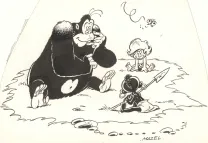 Illustration noir et blanc, Boulouloum et Guiliguili (Les jungles perdues) , Le Trésor du Kawadji (T.3),  Mazel