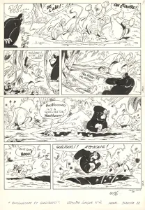 Black and white original page, Boulouloum et Guiliguili (Les jungles perdues) , S.O.S. jungle ! (T.4),  Mazel