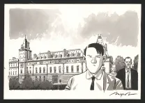 Illustration noir et blanc, Nestor Burma, Emmanuel Moynot