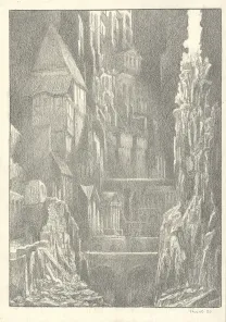 Black and white illustration, Les Carnets Lovecraft, Les Rats dans les murs, Armel Gaulme