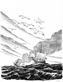 Black and white illustration,  Riff Reb's