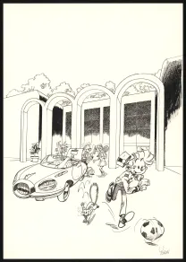 Illustration noir et blanc, Spirou et Fantasio,  Yoann