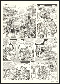 Black and white original page, Spirou et Fantasio, Le Groom de Sniper Alley (T.54),  Yoann