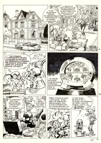 Black and white original page, Spirou et Fantasio, Le Groom de Sniper Alley (T.54),  Yoann