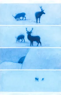 Colored original page, Les Grands Cerfs, Gaétan Nocq