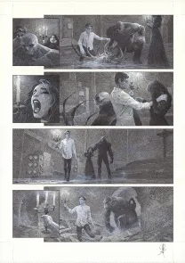 Black and white original page, La Mort vivante, Alberto Varanda