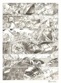 Black and white original page, Chroniques de Roncevaux, La Légende de Roland (T.1), Juan Luis Landa