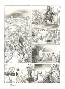 Black and white original page, Chroniques de Roncevaux, La Légende de Roland (T.1), Juan Luis Landa