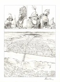 Black and white original page, Chroniques de Roncevaux, La Légende de Roland (T.1), Juan Luis Landa