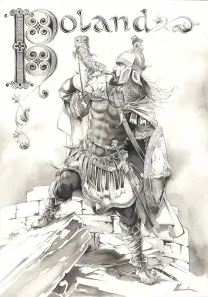 Illustration noir et blanc, Chroniques de Roncevaux, La Légende de Roland (T.1), Juan Luis Landa