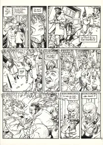Black and white original page, Les Voleurs d'Empire, Chat qui mord (T.5), Martin Jamar