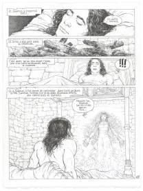 Black and white original page, Complainte des Landes Perdues, La Fée Sanctus (T.7), Philippe Delaby