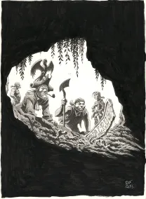 Illustration noir et blanc, L'Île au trésor,  Riff Reb's