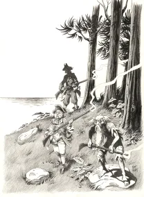 Illustration noir et blanc, L'Île au trésor,  Riff Reb's