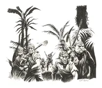 Illustration noir et blanc, L'Île au trésor,  Riff Reb's