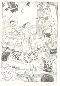 Black and white original page, Aya de Yopougon, Volume 7 (T.7), Clément Oubrerie
