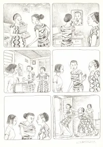 Black and white original page, Aya de Yopougon, Volume 7 (T.7), Clément Oubrerie