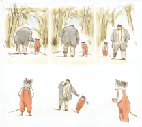 Colored illustration, Ernest et Célestine, La Cabane, Gabrielle Vincent