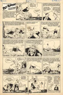 Planche noir et blanc, Pat'Apouf, Les Aventures de Pat'Apouf aux Antipodes,  Gervy
